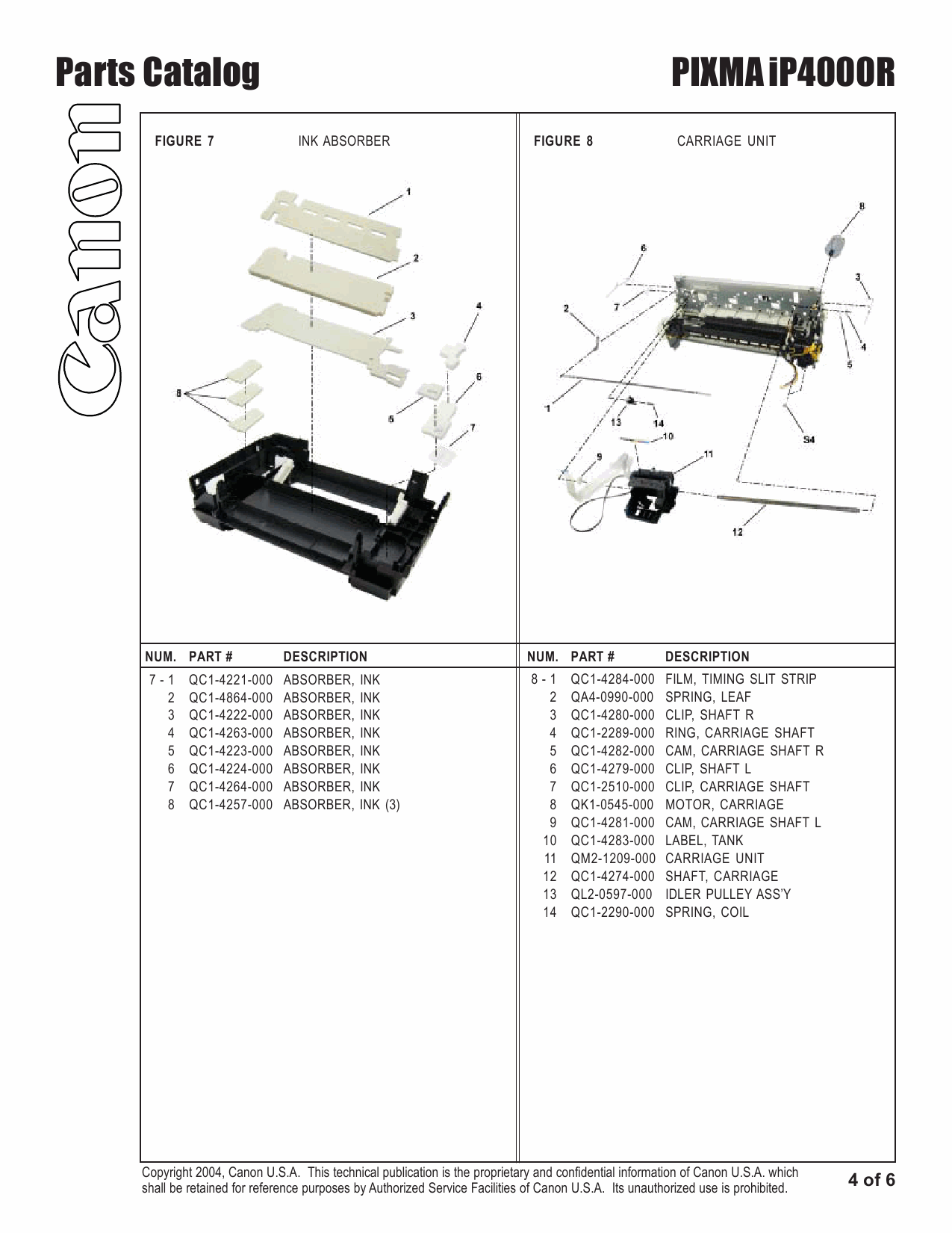 Canon PIXMA iP4000R Parts Catalog-5